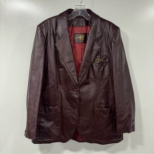 vintage Etienne Aigner oxblood burgundy leather blazer jacket